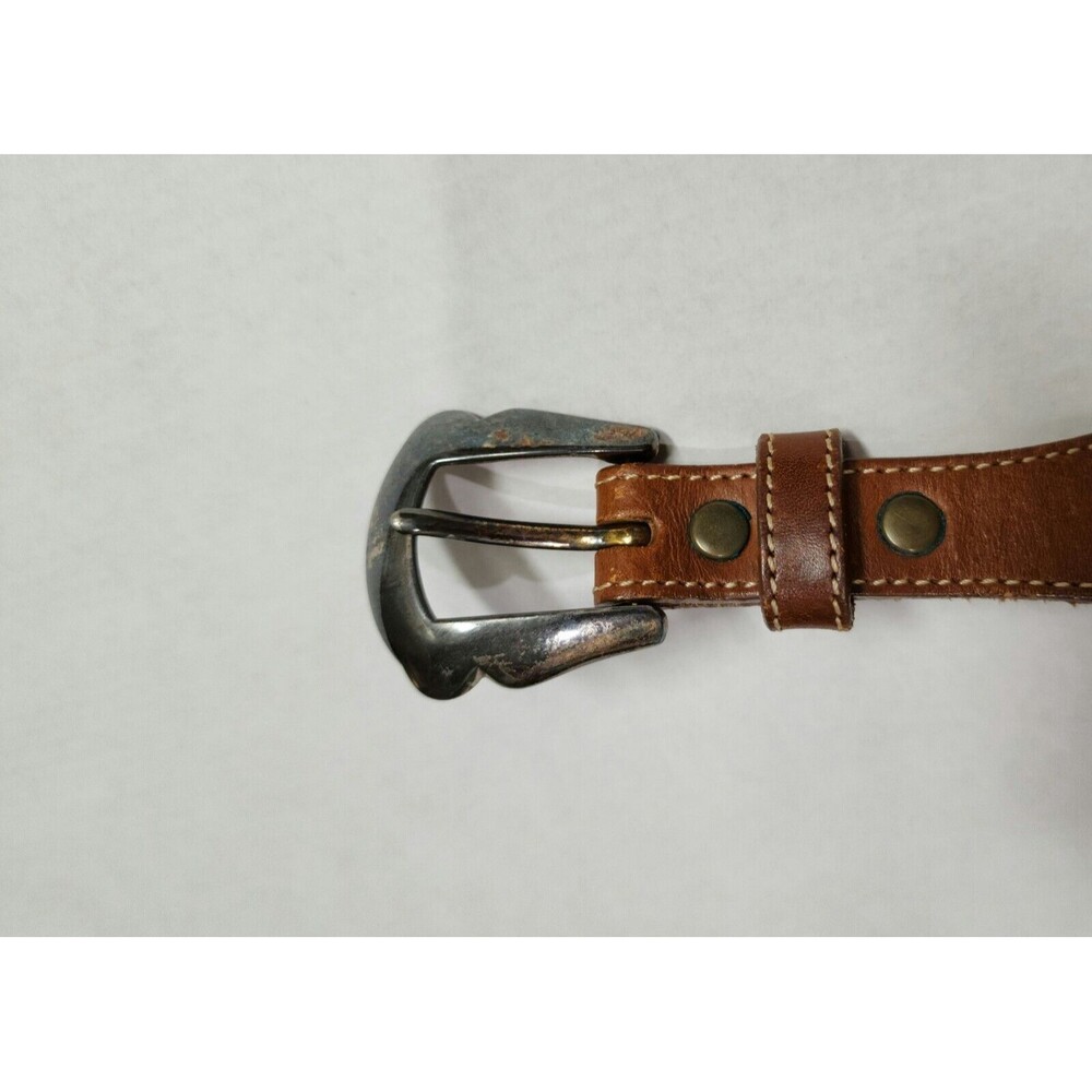 REI Womens Beaded Leather Waist Belt Brown Multicolor Colorful #309025 Size M - Picture 5 of 12